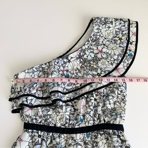 Likely Contour Daisy Delbarton Floral Asymmetrical Ruffle One Shoulder Dress 0 - Picture 4 of 13